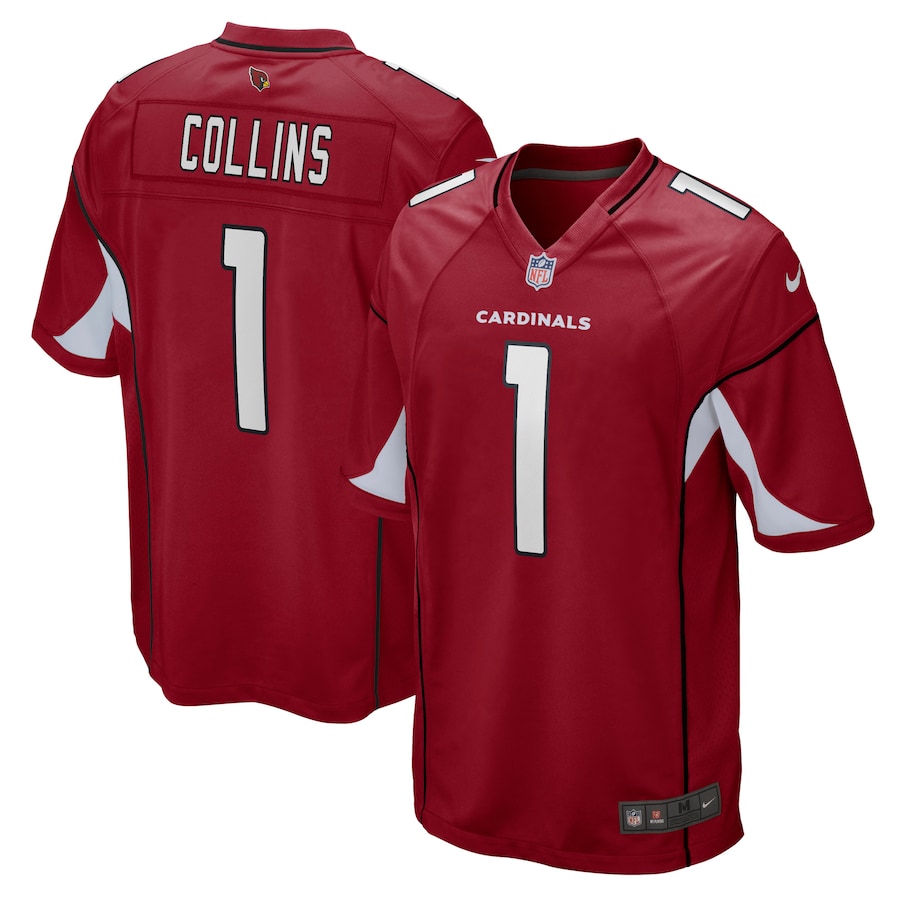 Mens Arizona Cardinals #1 Zaven Collins Nike Cardinal 2021 NFL Draft First Round Pick No. 16 Game Jersey